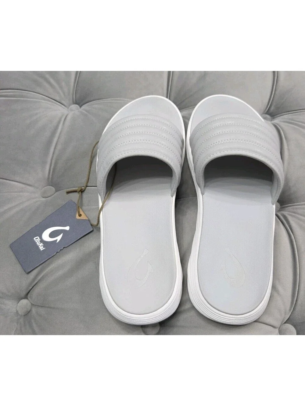 OluKai Komo Slide Grey Waterproof Comfort Sandals Flats Mens Shoes 13 New $99